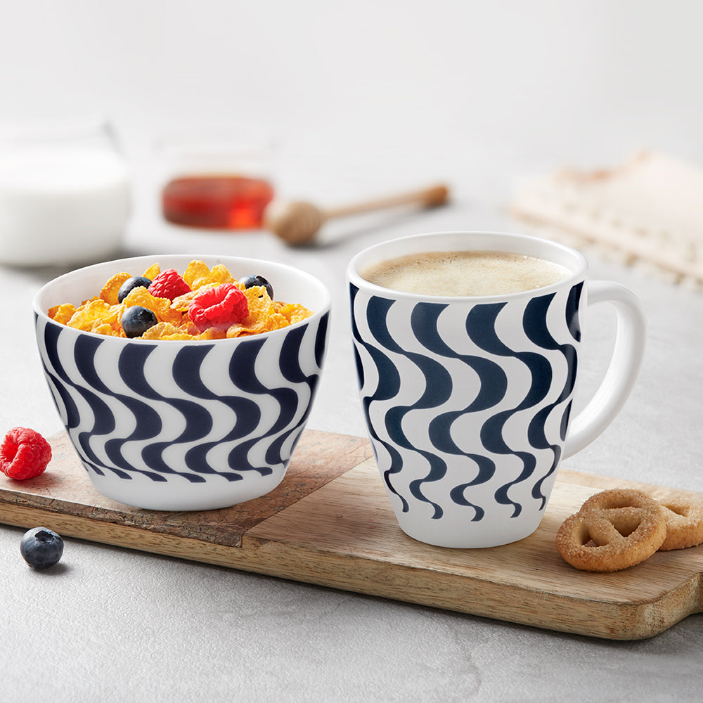 Larah by Borosil Waves Blue Breakfast Set, 2 pc