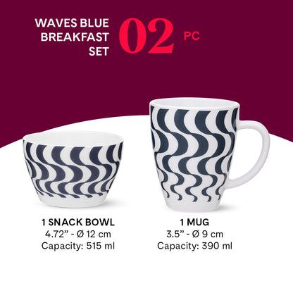 Larah by Borosil Waves Blue Breakfast Set 2 pc Set