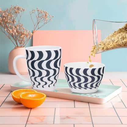 Larah by Borosil Waves Blue Breakfast Set 2 pc Set