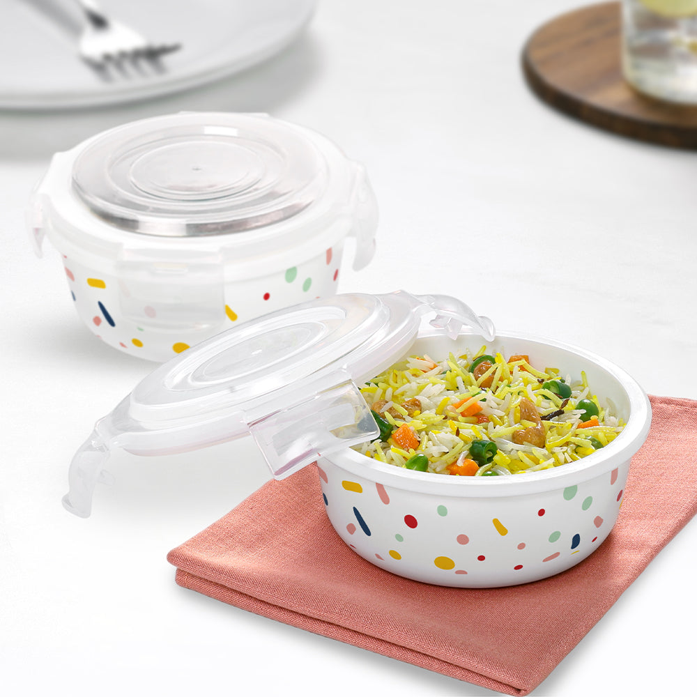 Larah Opalware, Aria Klip N Store Round Container, Set of 2