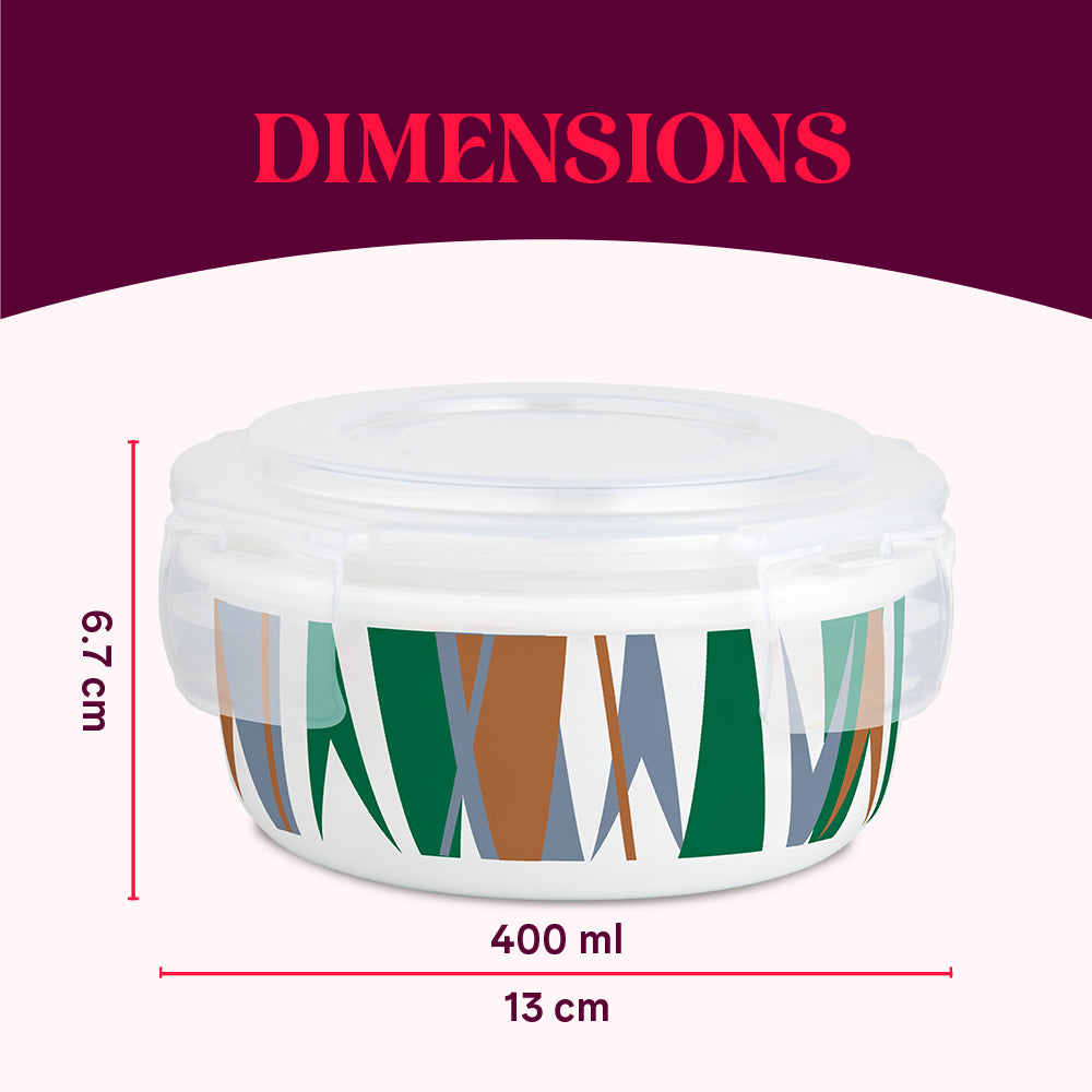 Larah By Borosil Geo Green Klip N Store Storage Container 400 ml x 2