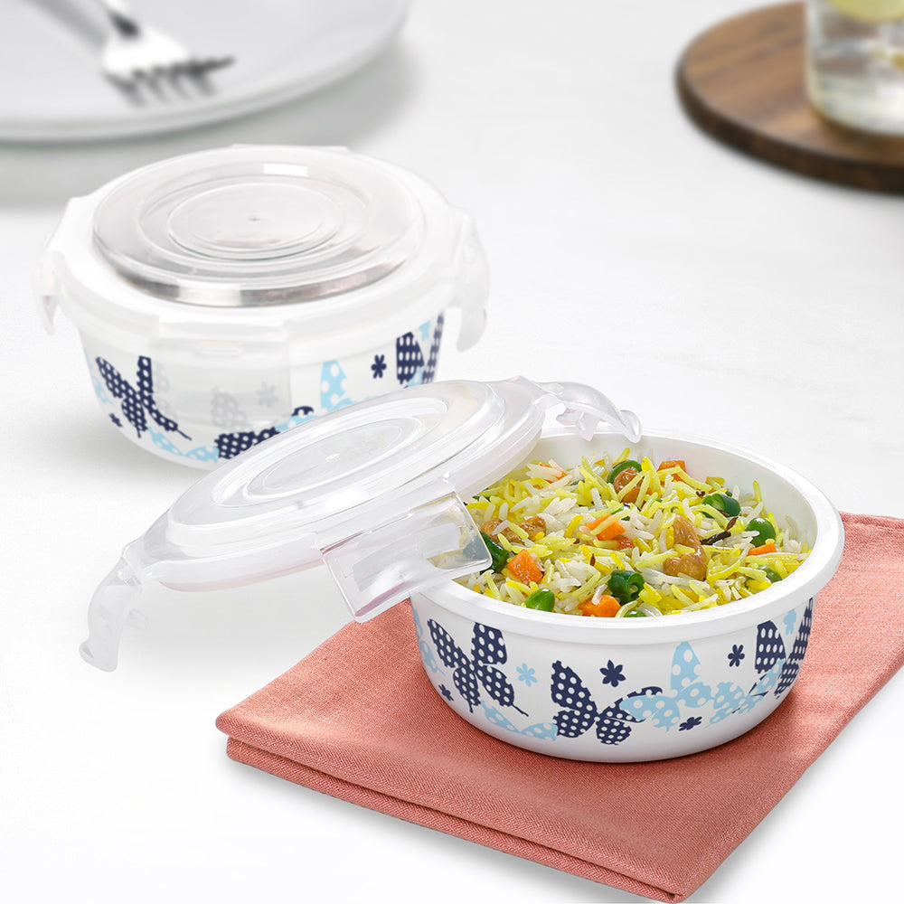 Larah By Borosil Veera Blue Klip N Store Storage Container 400 ml x 2