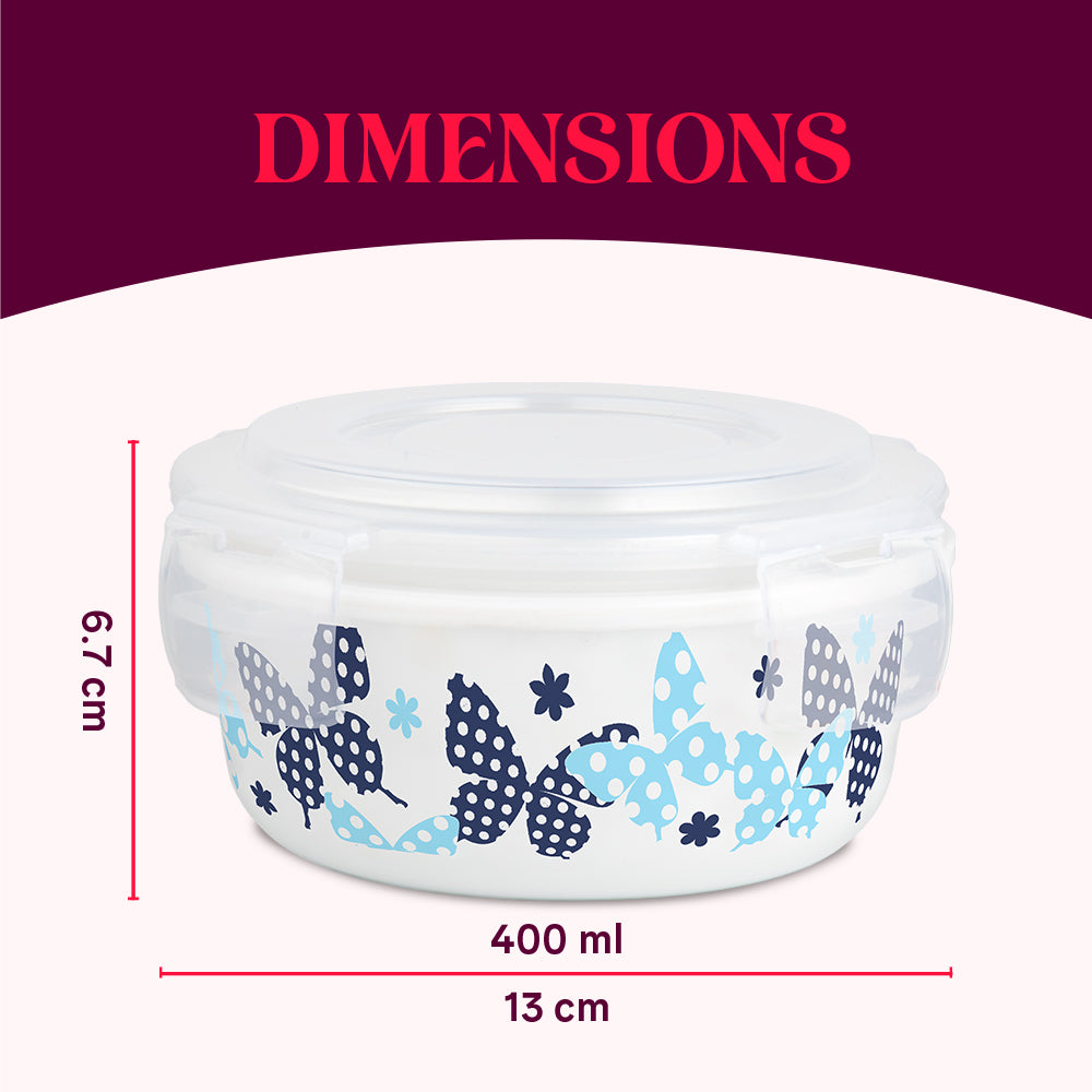 Larah By Borosil Veera Blue Klip N Store Storage Container 400 ml x 2