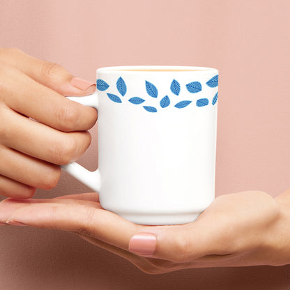 Larah by Borosil Blue Leaves Mug Set 240 ml x 2