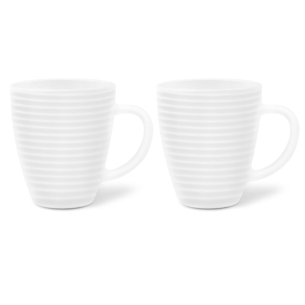 Larah By Borosil Orbit Mug, White 240 ml x 2
