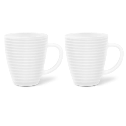 Larah By Borosil Orbit Mug, White 240 ml x 2