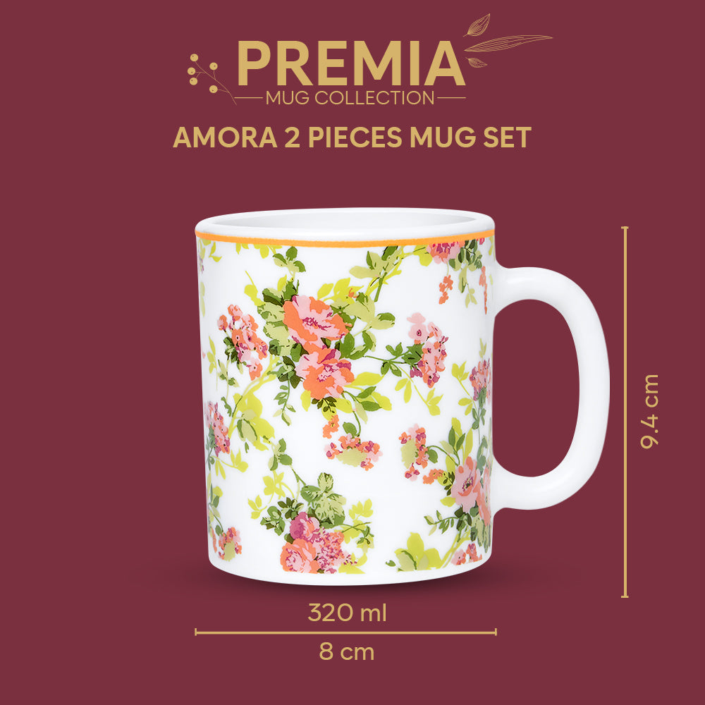 Larah By Borosil Amora Mug Set, 320 ml 320 ml x 2