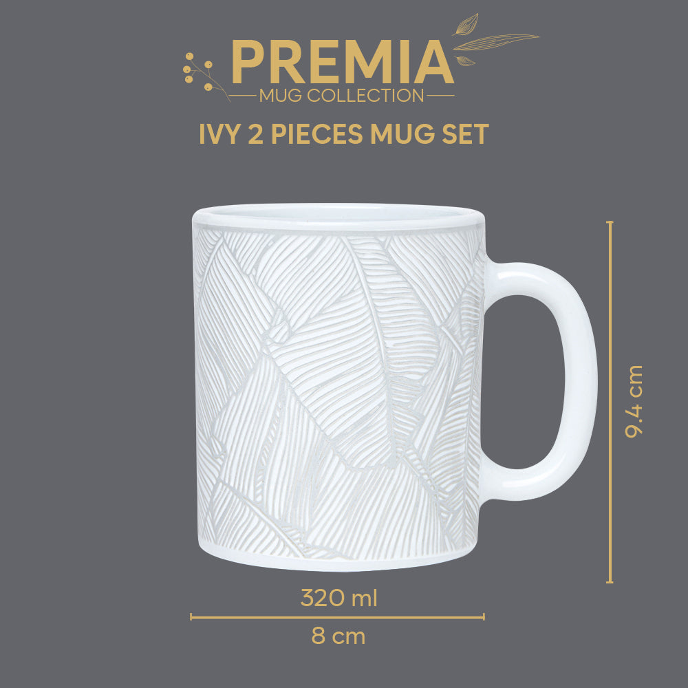 Larah By Borosil Ivy Mug Set, 320 ml 320 ml x 2