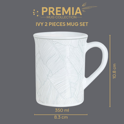 Larah By Borosil Ivy Mug Set, 350 ml 350 ml x 2