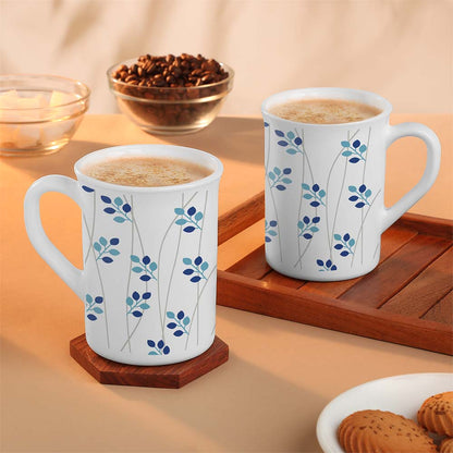 Larah Leafline Blue Opalware Mug Set