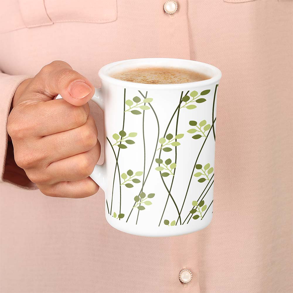 Larah Leafline Green Opalware Mug Set