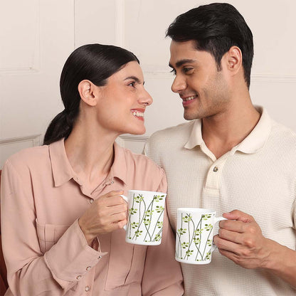 Larah Leafline Green Opalware Mug Set