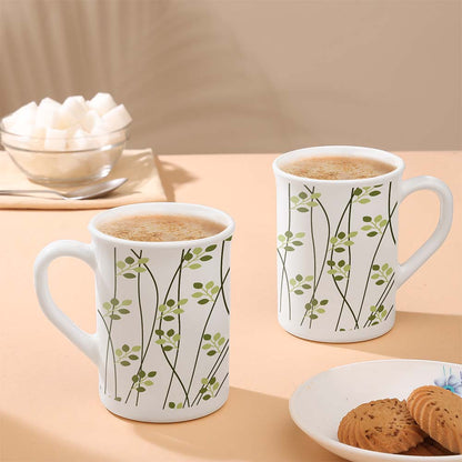 Larah Leafline Green Opalware Mug Set