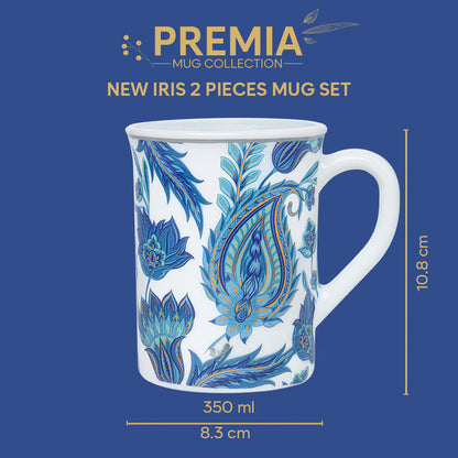 Larah By Borosil New Iris Mug Set, 350 ml 350 ml x 2