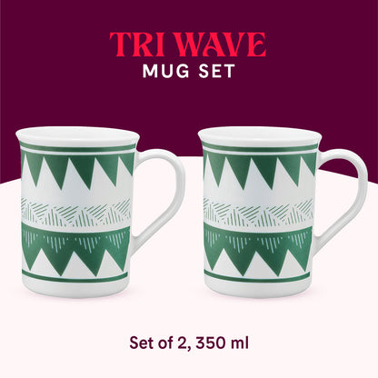 Larah by Borosil Tri Wave Mug Set 350 ml x 2