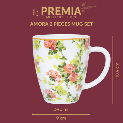 Larah By Borosil Amora Mug Set, 390 ml 390 ml x 2
