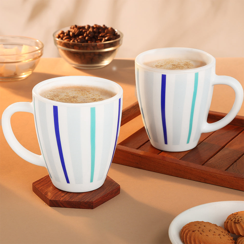 Larah Blue Strip Opalware Mug Set
