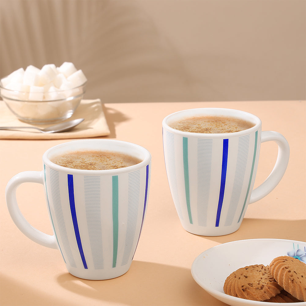 Larah Blue Strip Opalware Mug Set