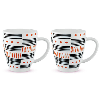 Larah by Borosil Doodle Mug Set 400 ml x 2
