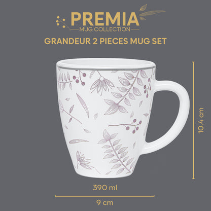 Larah By Borosil Grandeur Mug Set, 390 ml 390 ml x 2