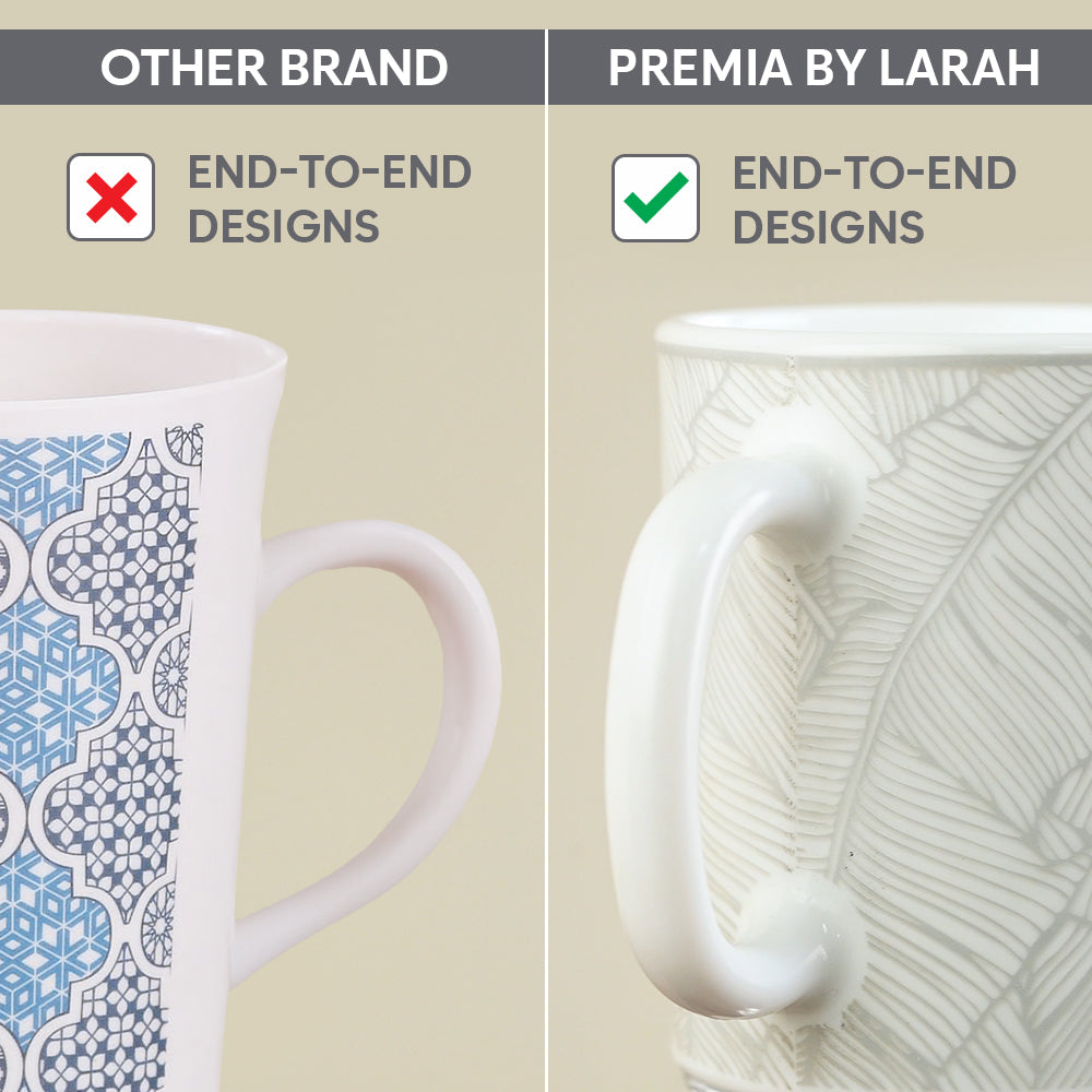 Larah By Borosil Ivy Mug Set, 390 ml 390 ml x 2