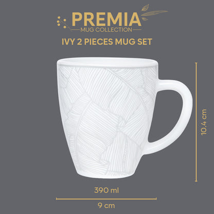 Larah By Borosil Ivy Mug Set, 390 ml 390 ml x 2