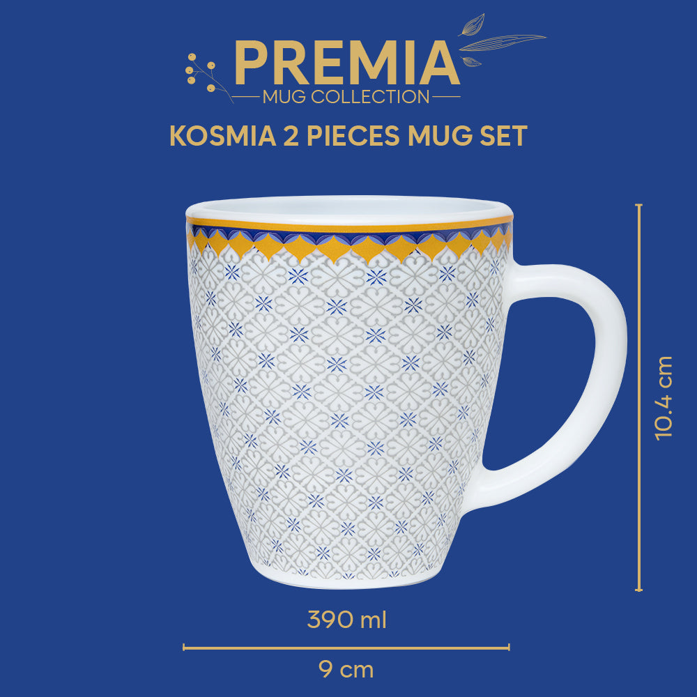 Larah By Borosil Kosmia Mug Set, 390 ml 390 ml x 2