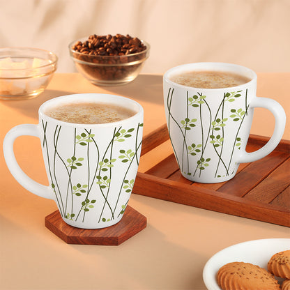 Larah Leafline Green Opalware Mug Set