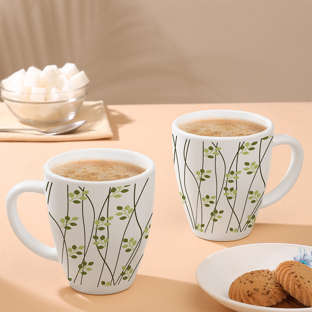Larah Leafline Green Opalware Mug Set