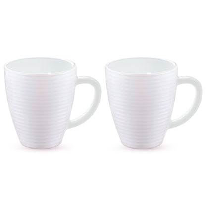 Larah By Borosil Orbit Mug, White 390 ml x 2