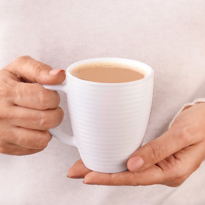 Larah By Borosil Orbit Mug, White 390 ml x 2