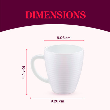 Larah By Borosil Orbit Mug, White 390 ml x 2