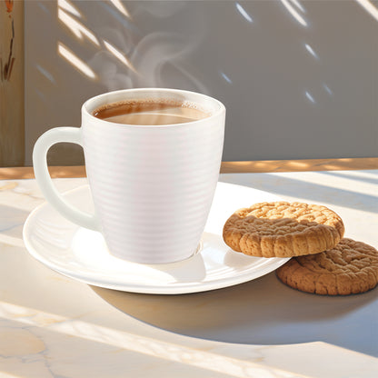 Larah By Borosil Orbit Mug, White 390 ml x 2