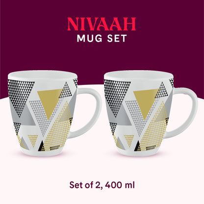 Larah by Borosil Nivaah Mug Set 400 ml x 2