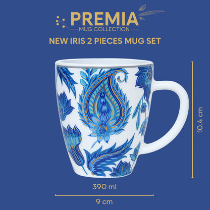 Larah By Borosil New Iris Mug Set, 390 ml 390 ml x 2