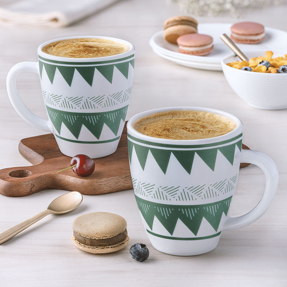 Larah by Borosil Tri Wave Mug Set, 400ml x 2