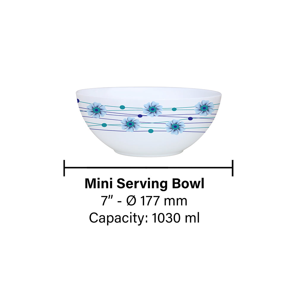 Larah by Borosil Bluebell Snack Bowl with Cover 2 pc Set + 2 Lids