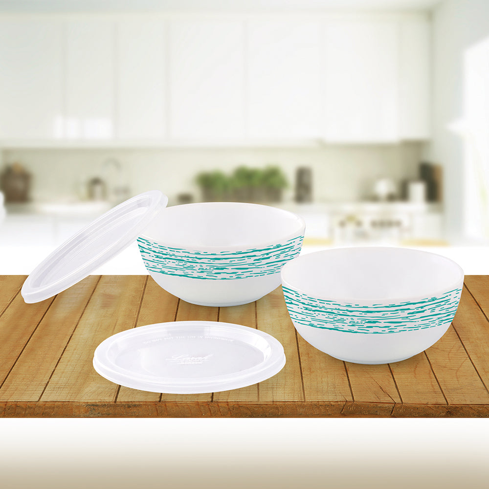 Larah Blue Nova Snack Bowl with Cover, 2pcSet+2Lids
