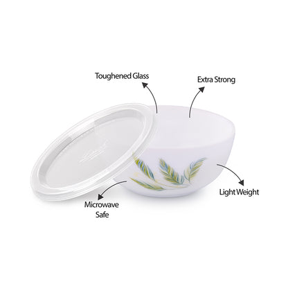 Larah by Borosil Breeze Snack Bowl with Cover 2 pc Set + 2 Lids