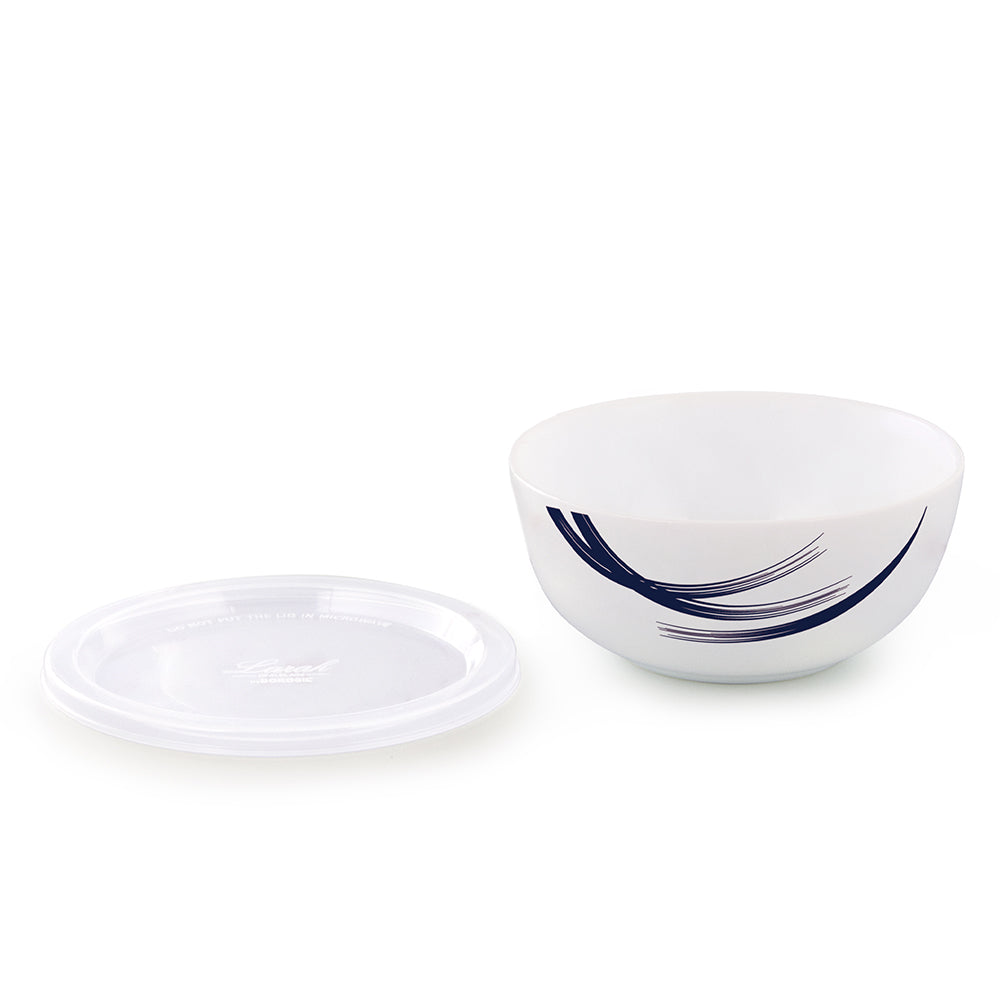 Larah by Borosil Indigo Stella Snack Bowl with Cover 2 pc Set + 2 Lids