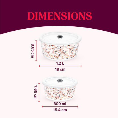 Larah By Borosil Comet Storage Bowl Set 1.2 L + 800 ml
