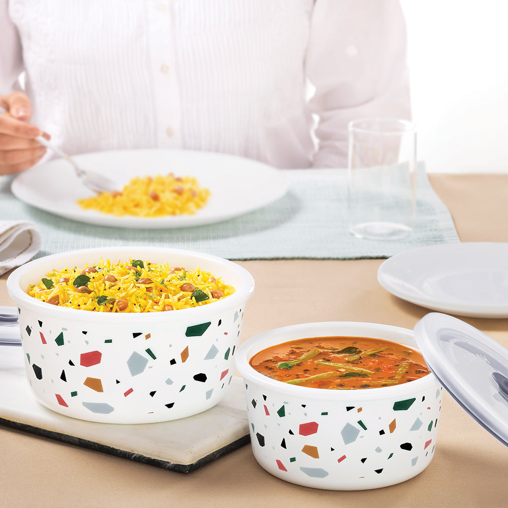 Larah Confetti Storage Bowl Set, 1.2L + 800ml