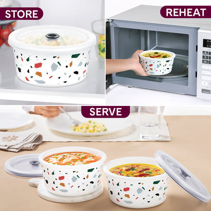 Larah By Borosil Confetti Storage Bowl Set 800 ml x 2