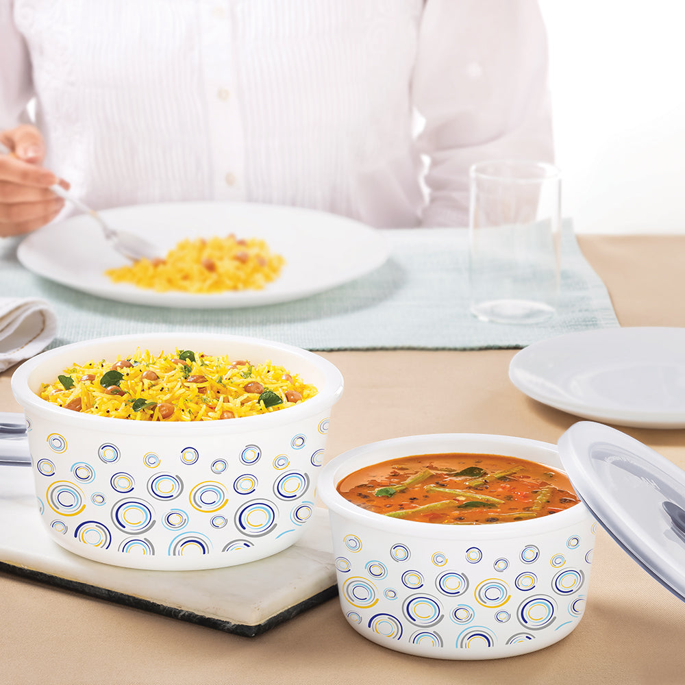 Larah By Borosil Jupiter Storage Bowl Set, 1.2L + 800ml