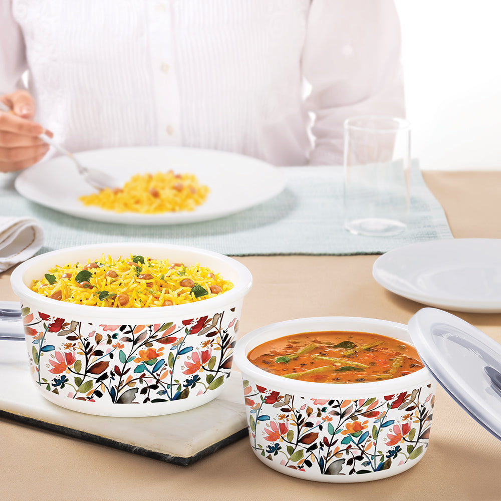 Larah By Borosil Lupin Storage Bowl Set, 1.2L + 800ml