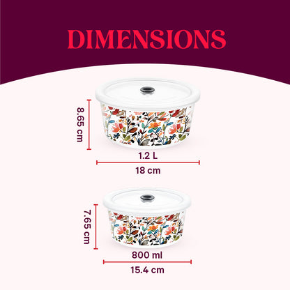 Larah By Borosil Lupin Storage Bowl Set 1.2 L + 800 ml