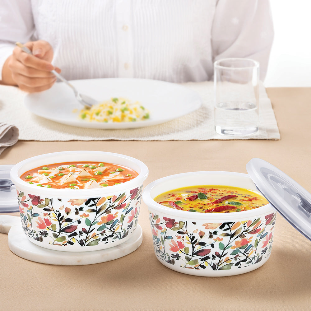 Larah By Borosil Lupin Storage Bowl Set, 800ml x 2