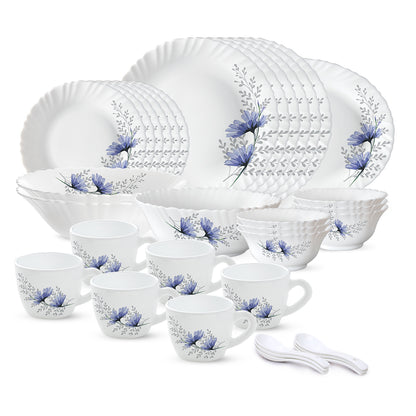 Larah by Borosil, Bellflower Dinner Set 34 pc Set: Serves 6