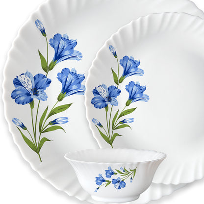 Larah by Borosil, Marina Blue Dinner Set 34 pc Set: Serves 6