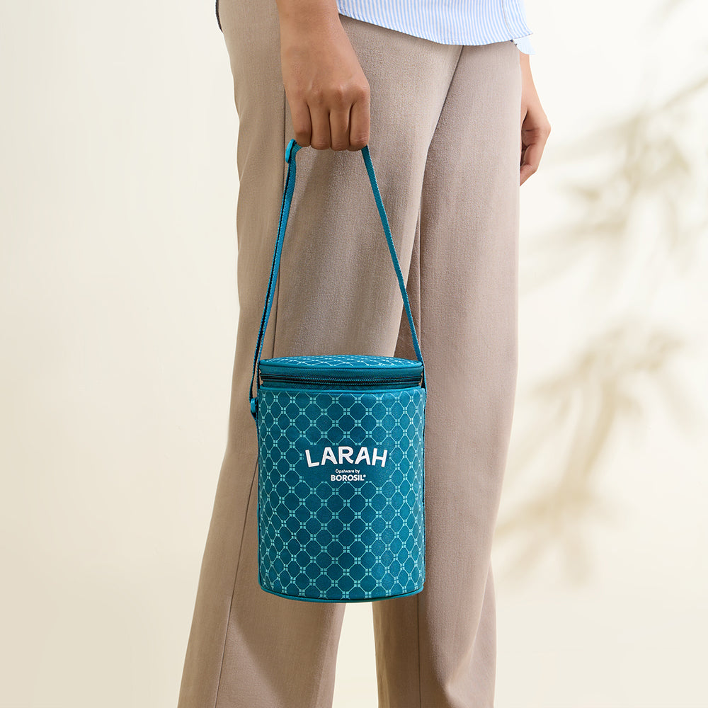Larah by Borosil Veera Blue Lunchbox, Set of 3, Teal 400 ml x 3